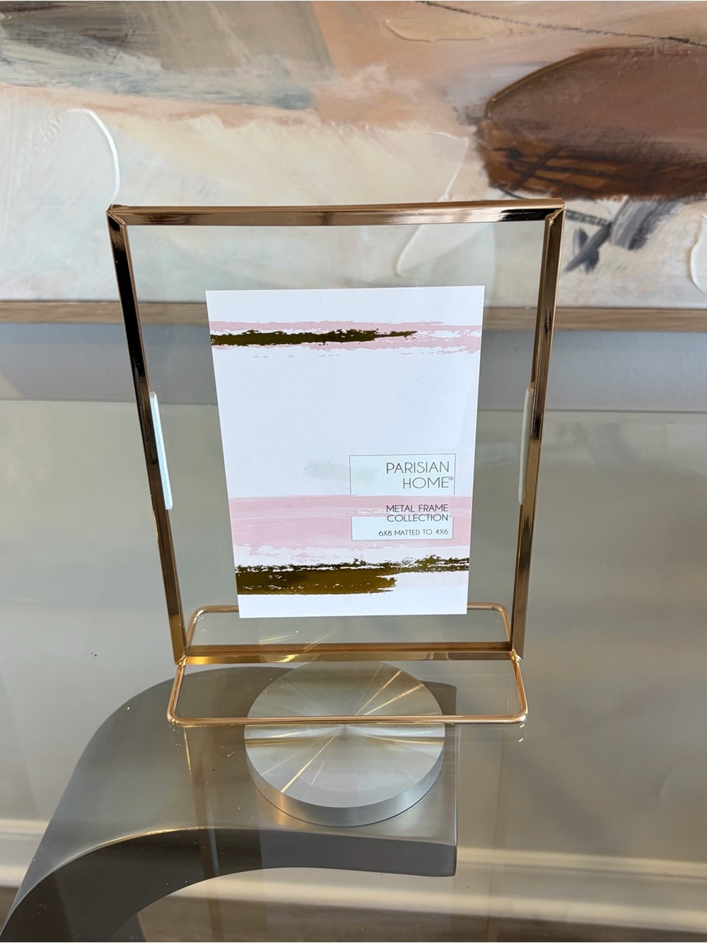 New with NTSet of 2  Gold Metal Picture Frame with Pink Gold Accent Display